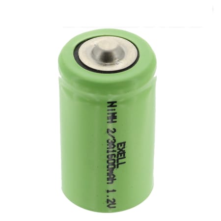 Exell Battery 2/3A 1.2V 1600mAh NIMH Rechargeable Button Top Battery EBC-512